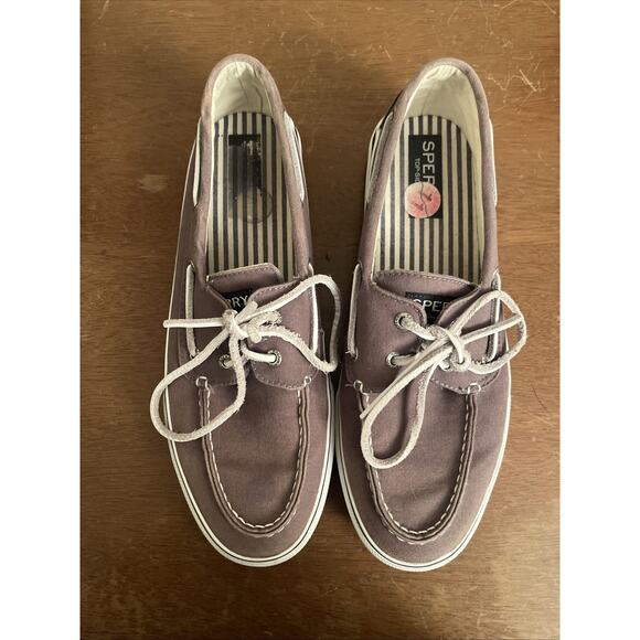 Sperry Top Sider 2-Eye Boat Shoes Lace Up Canvas grey Mens 10 - Picture 4 of 4